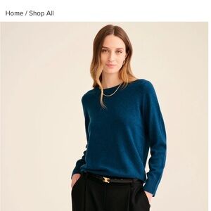 NWT NAADAM essential cashmere sweater peacock blue size small